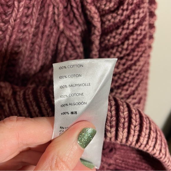 Free People Sweetheart Sweater Mock Neck Chunky Knit Balloon Sleeve Cotton - Picture 6 of 8